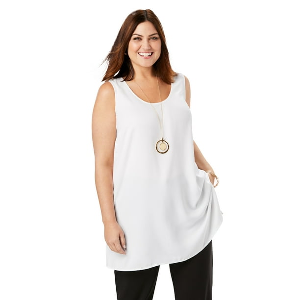 Jessica London Womens Plus Size Georgette Tunic Tank